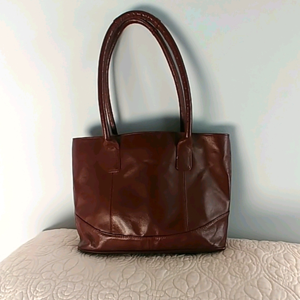 Brown Faux Leather Tote